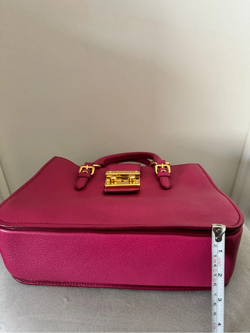 Miu Miu - PINK Pebbled Leather Satchel with Gold Hardware